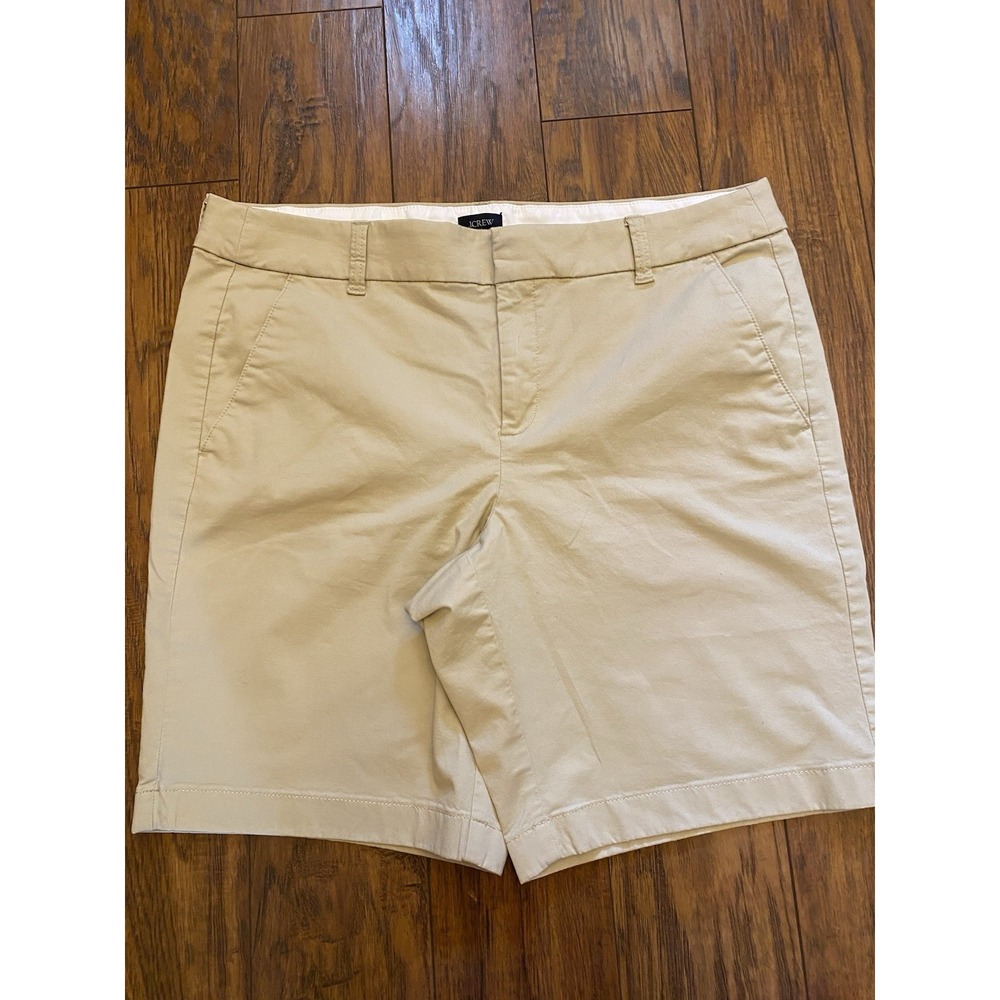 J.Crew Womens Bermuda Chino Shorts Khaki Size 12 Casual Summer Stretch Twill